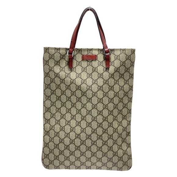 GUCCI GG Plus/GG Supreme Beige Red PVC Leather - Tote Bag 202-071825 - Picture 1 of 8